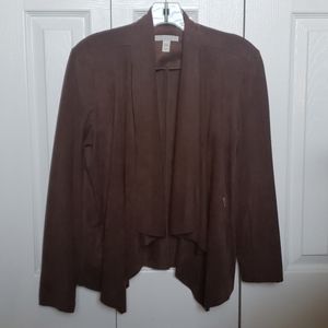 Dana Buchman drape front brown suede jacket